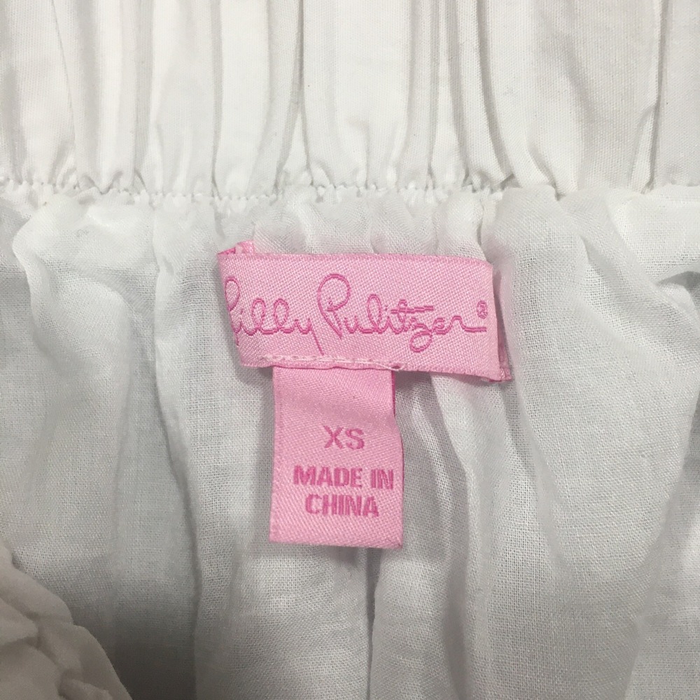 Lilly Pulitzer XS Short A-Line Skirt White Pull-On Large Print Pink Yellow Green - Picture 5 of 8